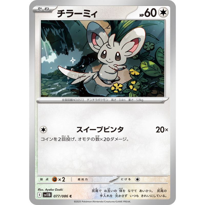 Pokemon Card Japanese Minccino 077/086 sv11B C TCG ToysOneJapan Pokemon Card Japanese Minccino 077/086 sv11B C TCG ToysOneJapan