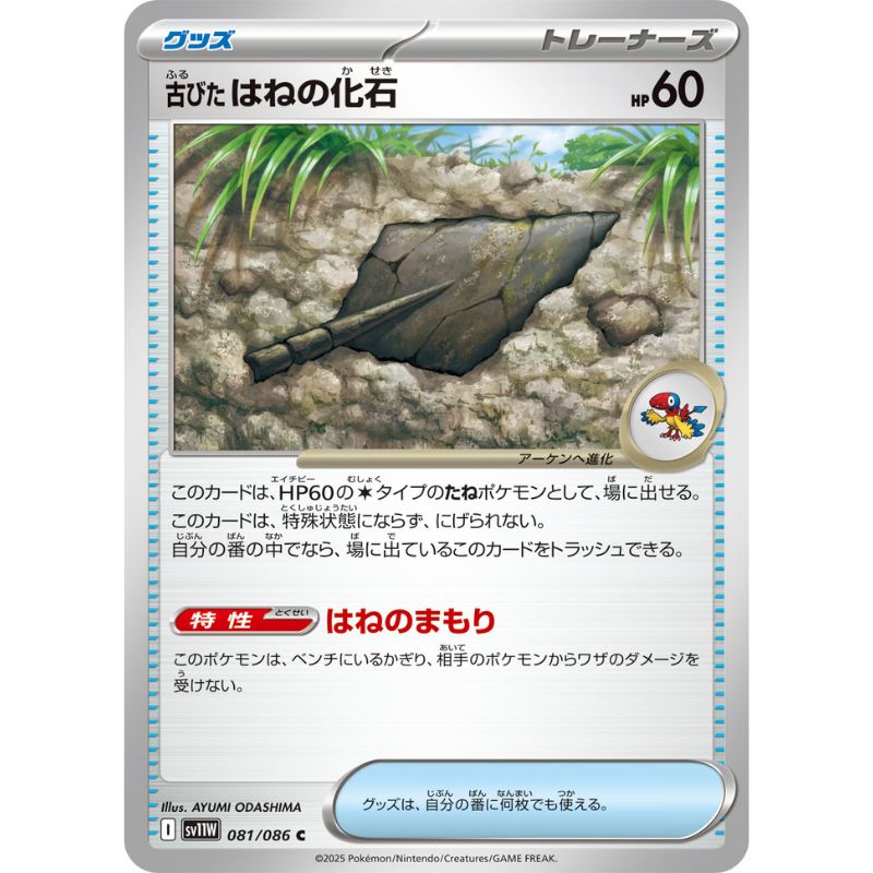 Pokemon Card Japanese Antique Plume Fossil  081/086 sv11W C TCG