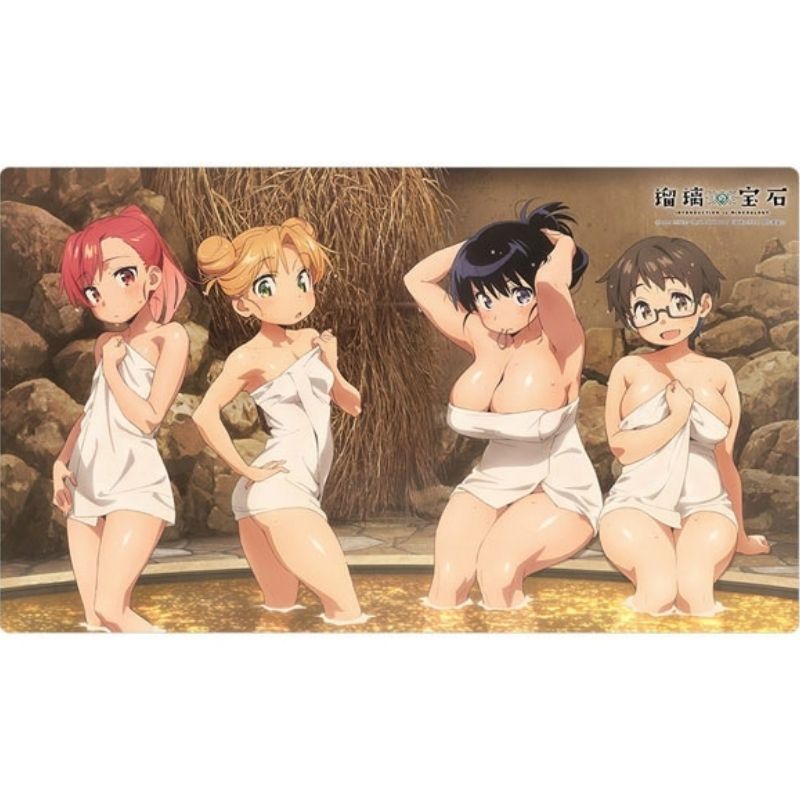 Curtain Damashii Ruri no Houseki Hot Spring New Illustration Rubber Mat JAPAN