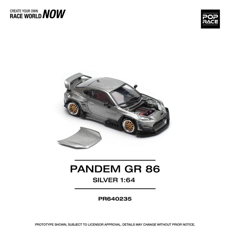 POPRACE Pandem GR 86 Silver 1/64 JAPAN OFFICIAL