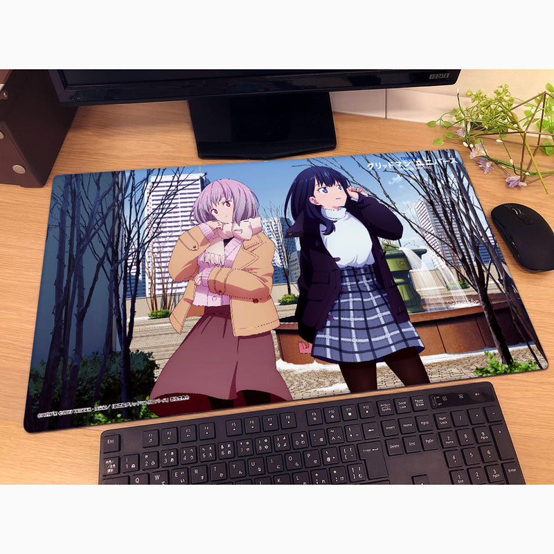 Rikka Takarada & Akane Shinjo Winter Date New Illustration Rubber Mat JAPAN
