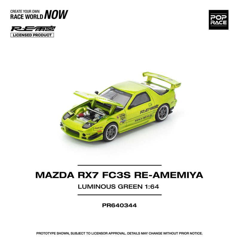 POP RACE Mazda RX-7 FC3S RE Amemiya Luminous Green 1/64 JAPAN OFFIZIELL