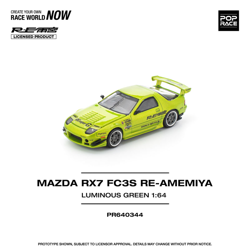 POP RACE Mazda RX-7 FC3S RE Amemiya Luminous Green 1/64 JAPAN OFFIZIELL