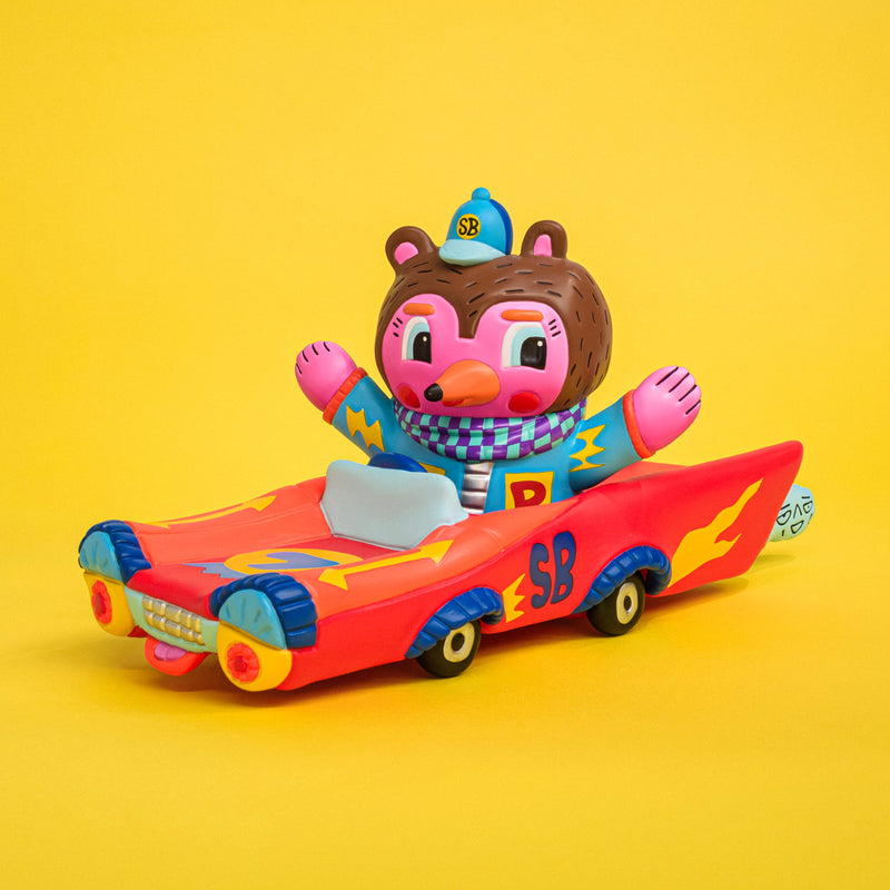 Kenelephant Sunday Bear Pink Car Figure JAPAN OFFICIAL