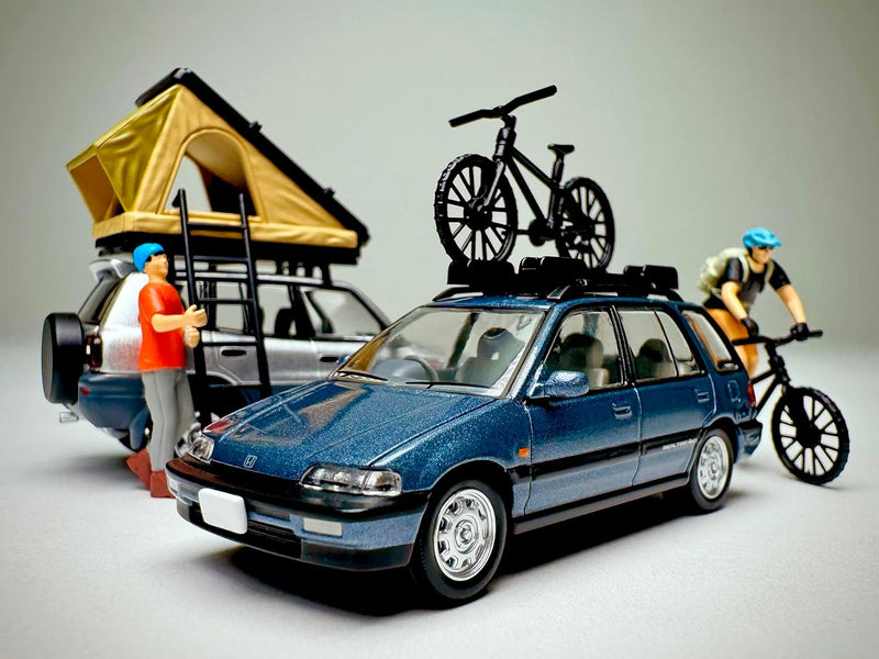 Tomica LV-N297c Honda Civic Shuttle RT X Blue 90 Figure with Mountain Bike 1/64