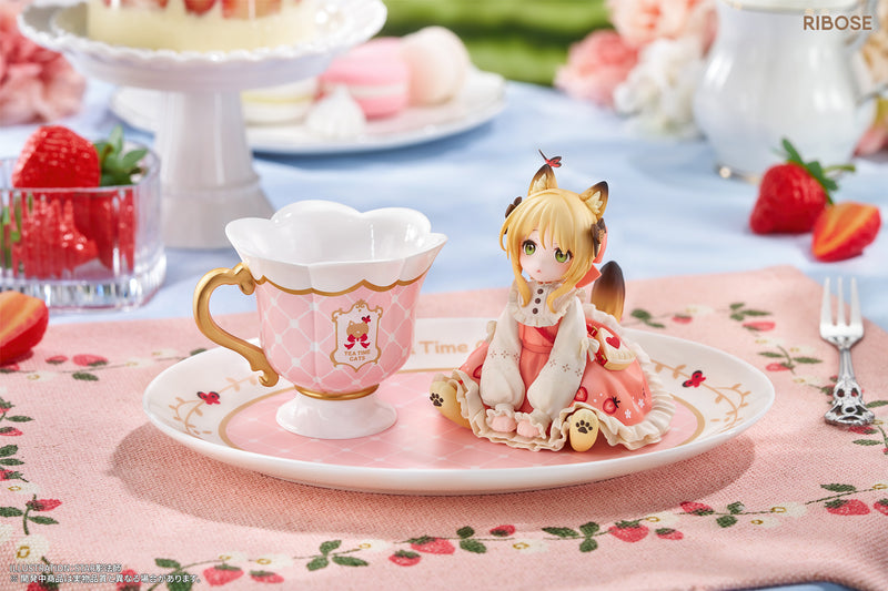 RIBOSE DLC Series Tea Time Cats Orange Cat Figure JAPAN OFFICIAL