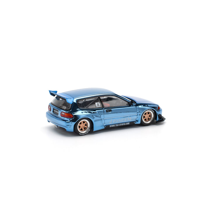 Pop Race PANDEM Civic EG6 Blue Chrome 1/64 JAPAN OFFICIAL