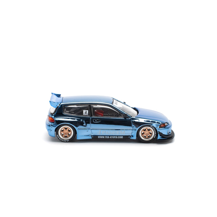 Pop Race PANDEM Civic EG6 Blue Chrome 1/64 JAPAN OFFICIAL