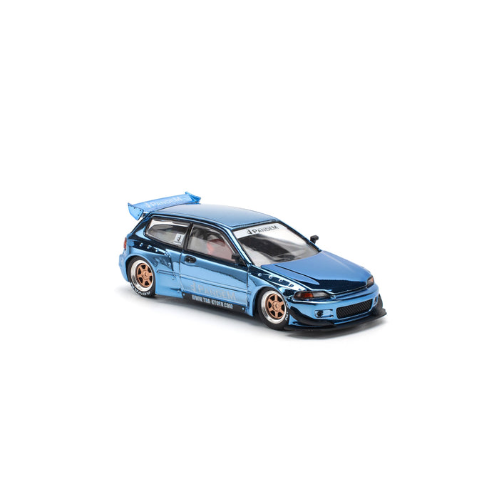 Pop Race PANDEM Civic EG6 Blue Chrome 1/64 JAPAN OFFICIAL