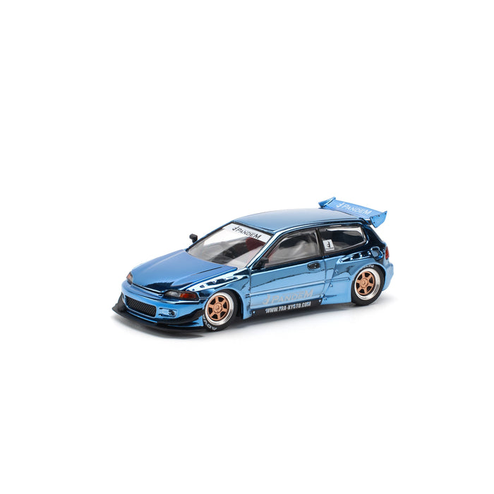 Pop Race PANDEM Civic EG6 Blue Chrome 1/64 JAPAN OFFICIAL