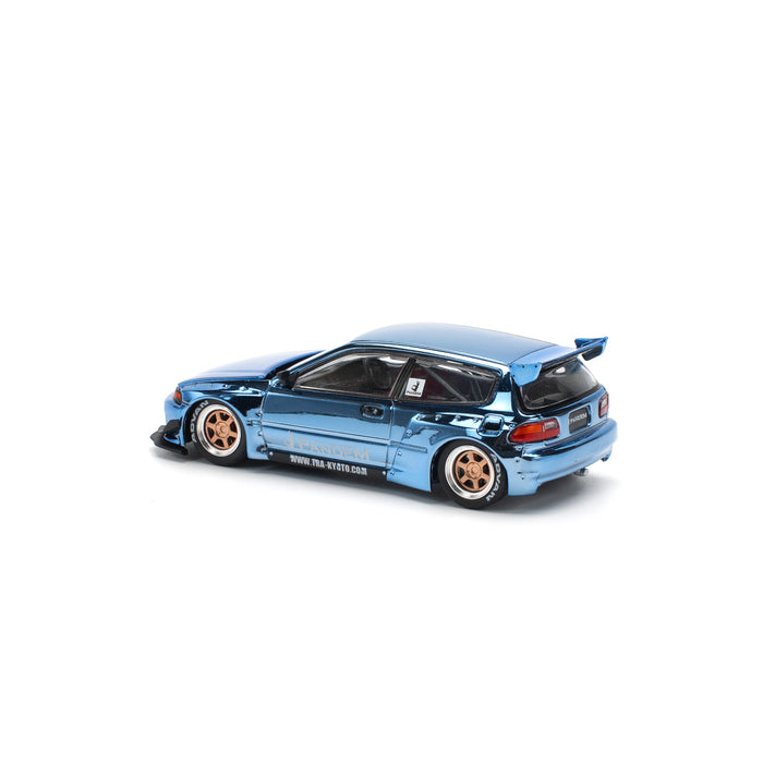 Pop Race PANDEM Civic EG6 Blue Chrome 1/64 JAPAN OFFICIAL