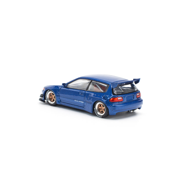 POPRACE Pandem Civic EG6 Metallic Blue With Open Hood 1/64 JAPAN OFFICIAL