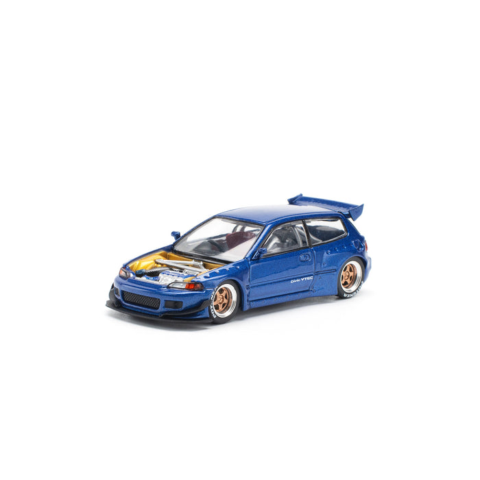 POPRACE Pandem Civic EG6 Metallic Blue With Open Hood 1/64 JAPAN OFFICIAL