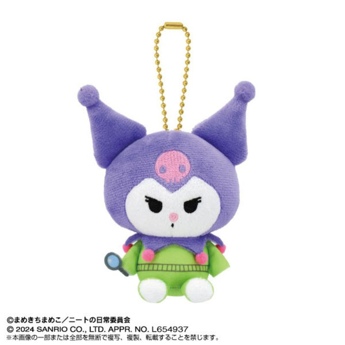 BANDAI Purinui Mascot Mamekichi Mameko x Sanrio Characters Kuromi Plush JAPAN