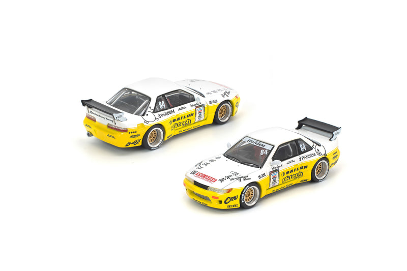 POP RACE PANDEM Silvia S13 2020 D1 Light Yellow / White 1/64 JAPAN OFFICIAL
