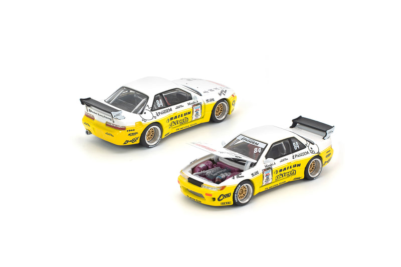 POP RACE PANDEM Silvia S13 2020 D1 Light Yellow / White 1/64 JAPAN OFFICIAL