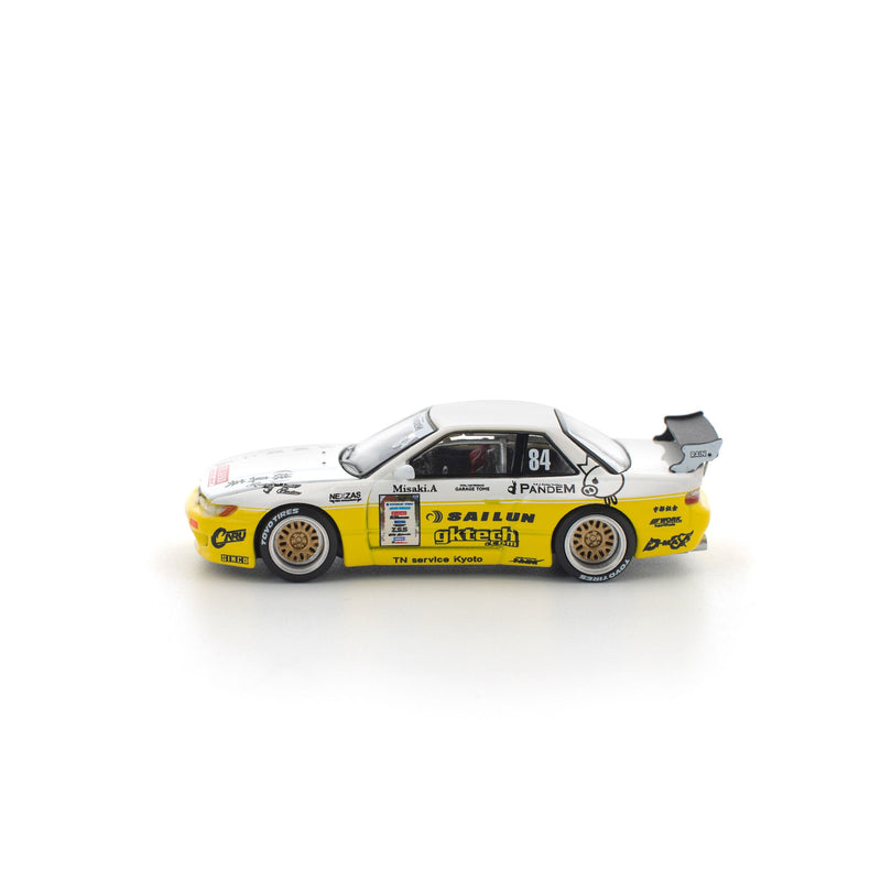 POP RACE PANDEM Silvia S13 2020 D1 Light Yellow / White 1/64 JAPAN OFFICIAL
