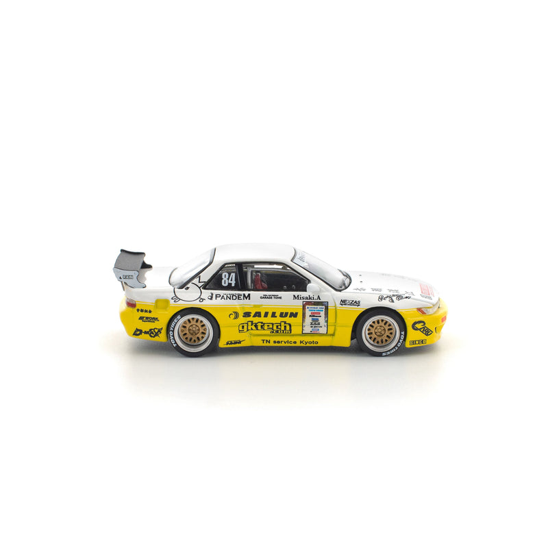 POP RACE PANDEM Silvia S13 2020 D1 Light Yellow / White 1/64 JAPAN OFFICIAL