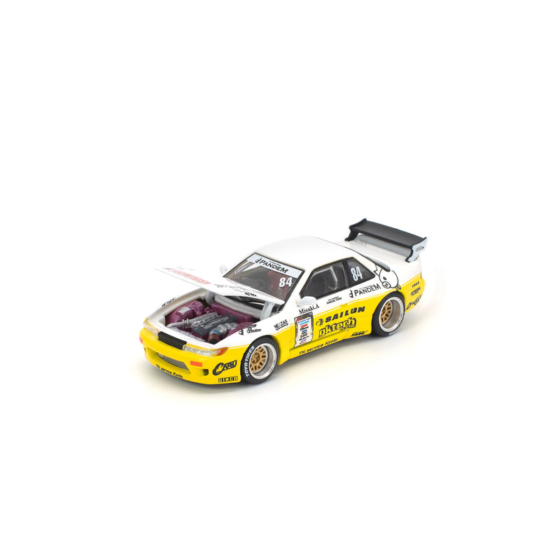 POP RACE PANDEM Silvia S13 2020 D1 Light Yellow / White 1/64 JAPAN OFFICIAL