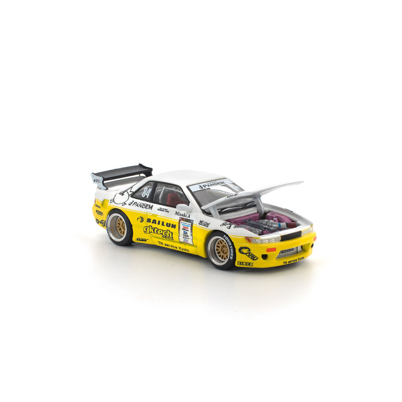 POP RACE PANDEM Silvia S13 2020 D1 Light Yellow / White 1/64 JAPAN OFFICIAL