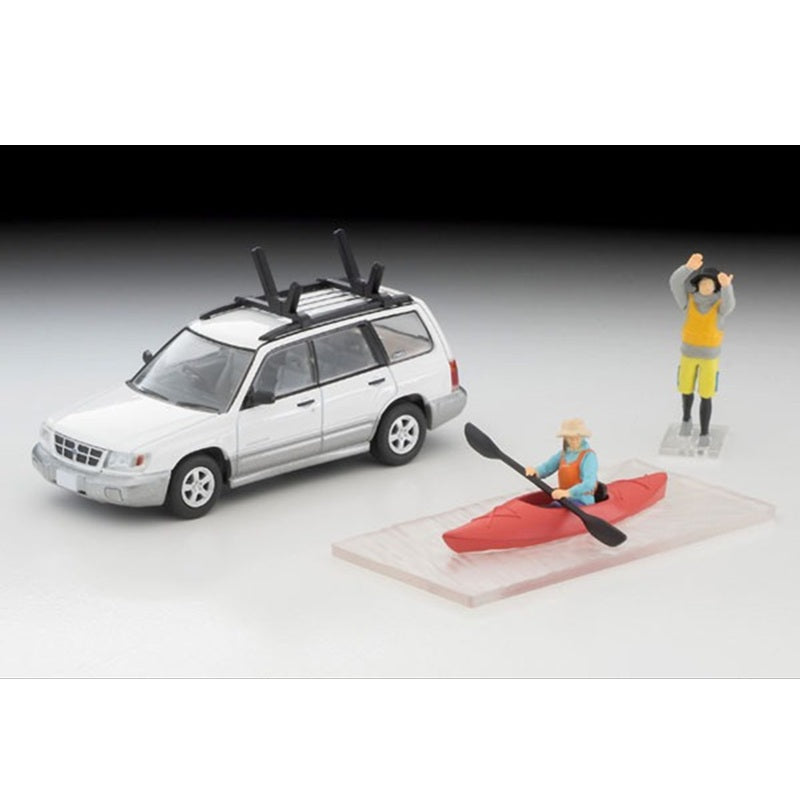 Tomica Limited LV-N328b Subaru Forester Custom White/Silver Kayak w/Figure
