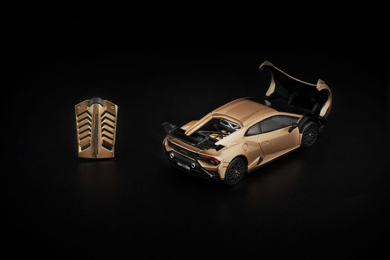 POP RACE Lamborghini Huracan STO Matte Gold 1/64 JAPAN OFFICIAL