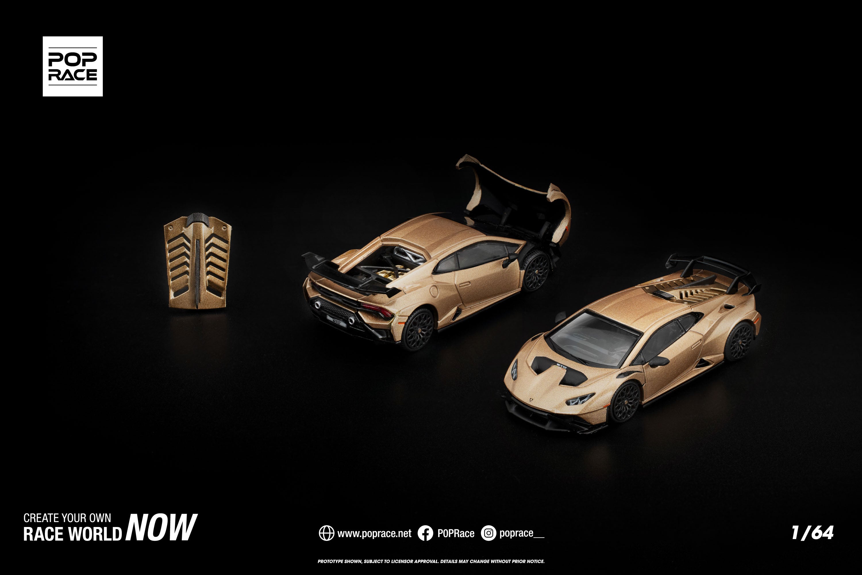 POP RACE Lamborghini Huracan STO Matte Gold 1/64 JAPAN OFFICIAL
