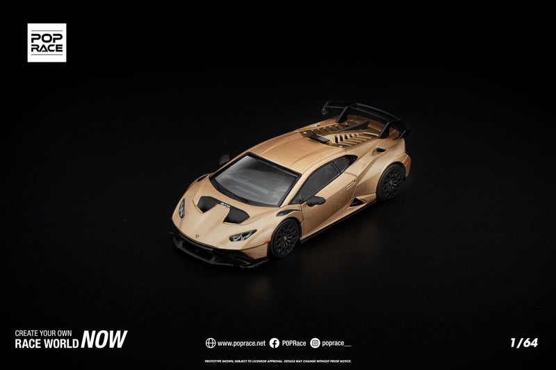 POP RACE Lamborghini Huracan STO Matte Gold 1/64 JAPAN OFFICIAL