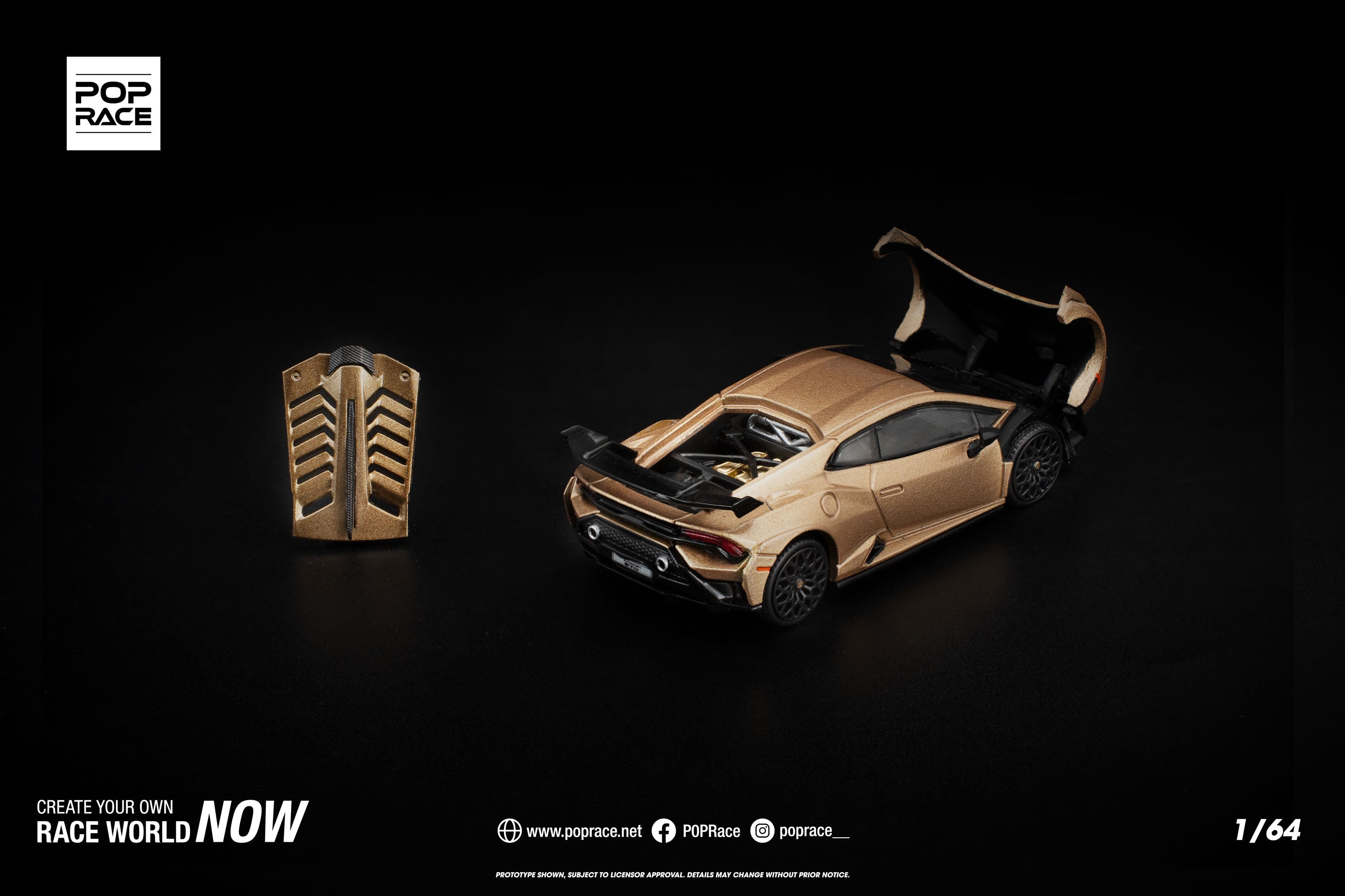 POP RACE Lamborghini Huracan STO Matte Gold 1/64 JAPAN OFFICIAL