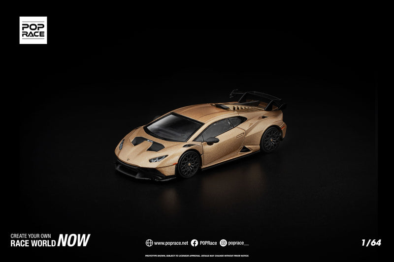 POP RACE Lamborghini Huracan STO Matte Gold 1/64 JAPAN OFFICIAL