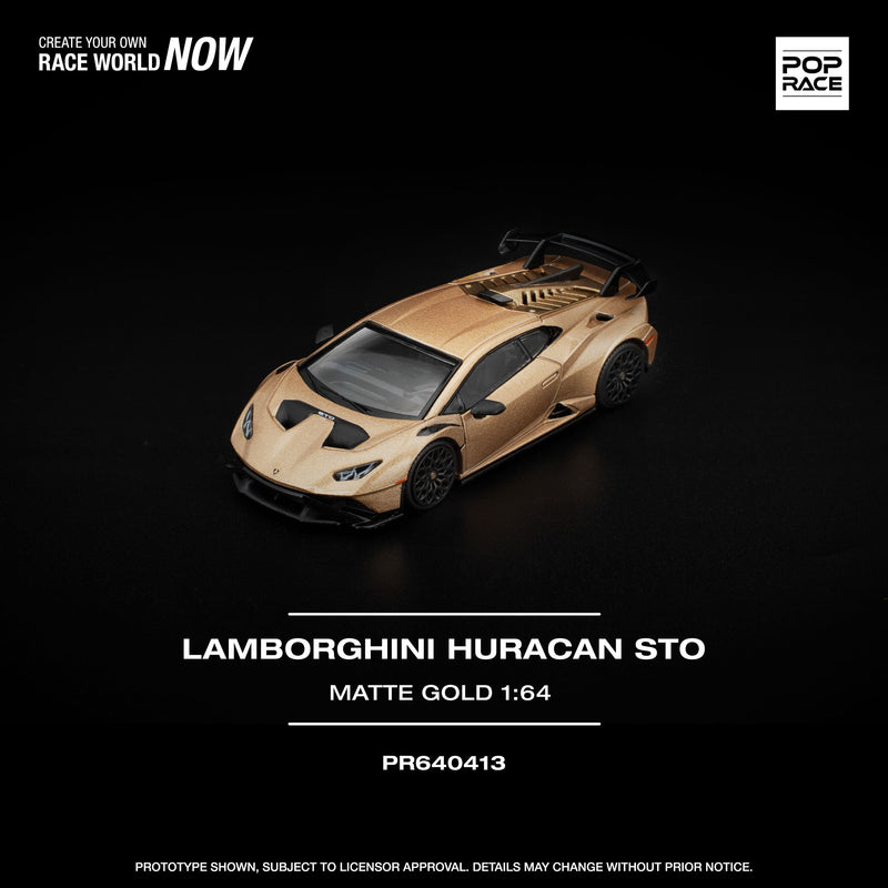 POP RACE Lamborghini Huracan STO Matte Gold 1/64 JAPAN OFFICIAL