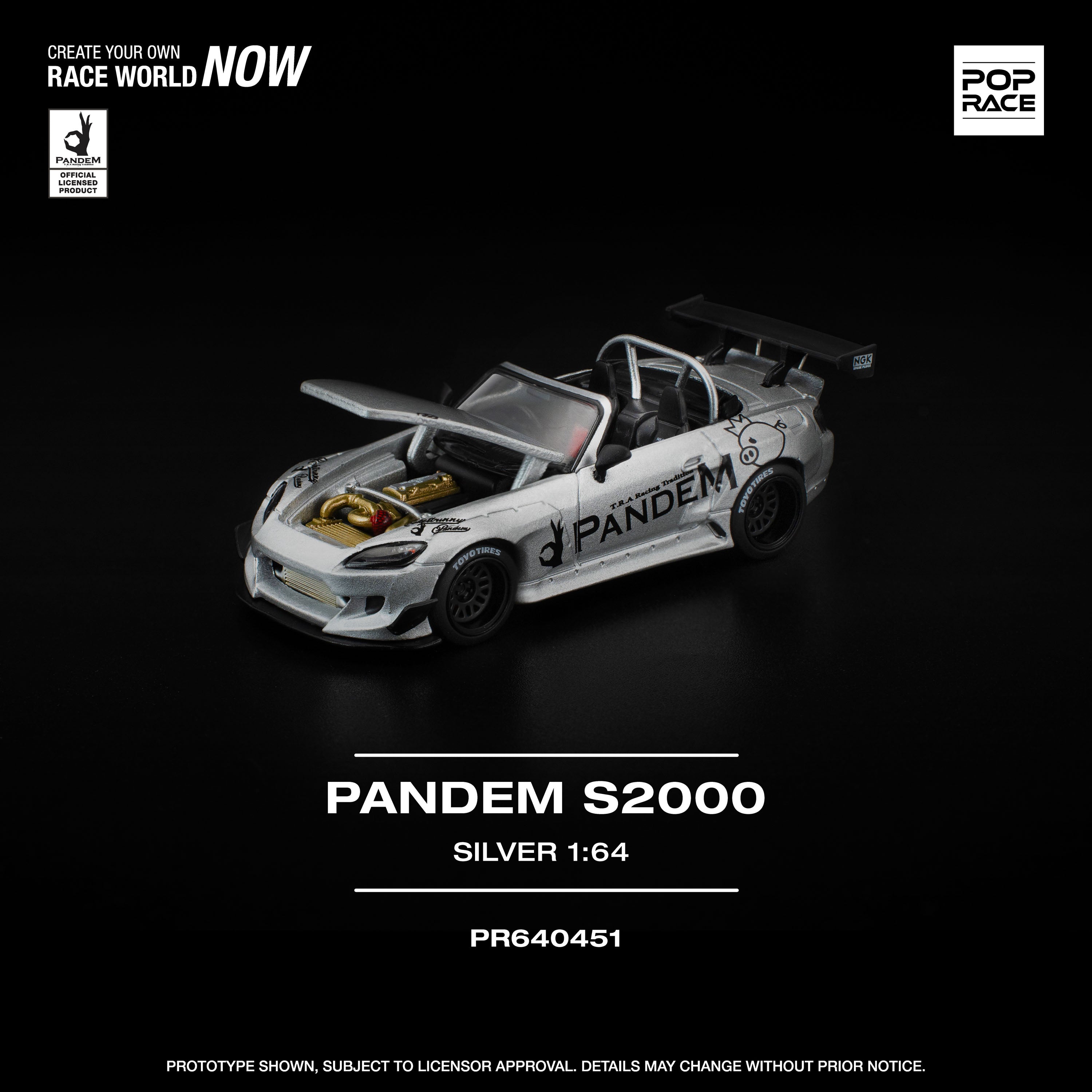 POP RACE PANDEM S2000 Silver 1/64 JAPAN OFFICIAL — ToysOneJapan