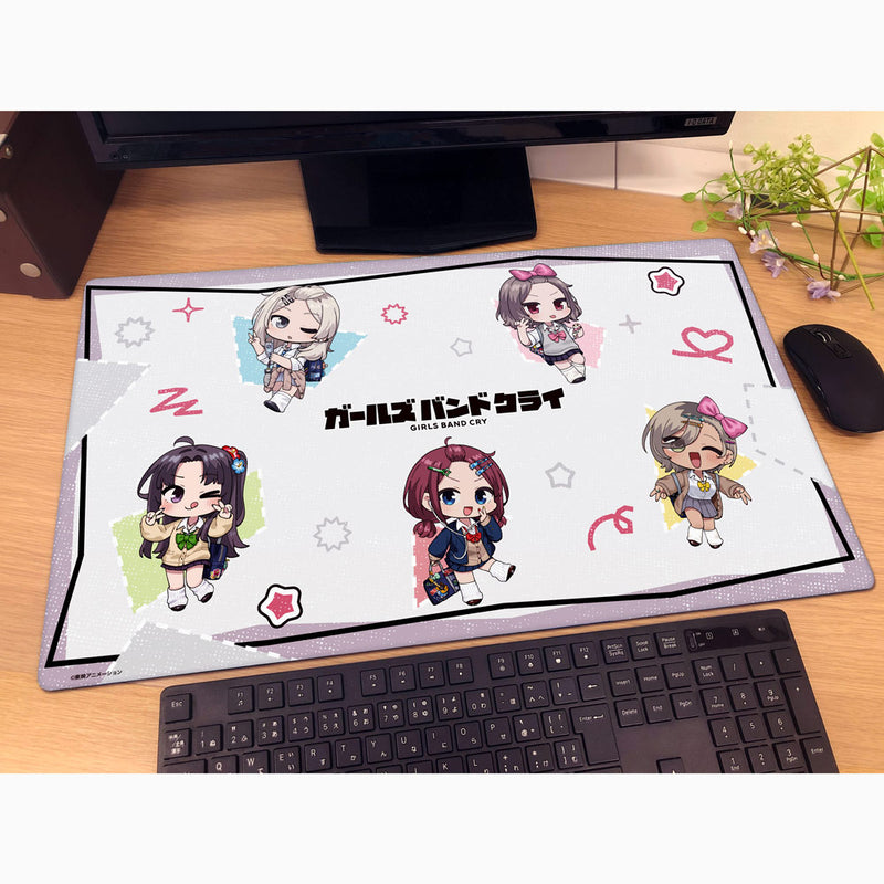 Girls Band Cry Mini Chara Heisei Gyaru New Illustration Rubber Mat JAPAN
