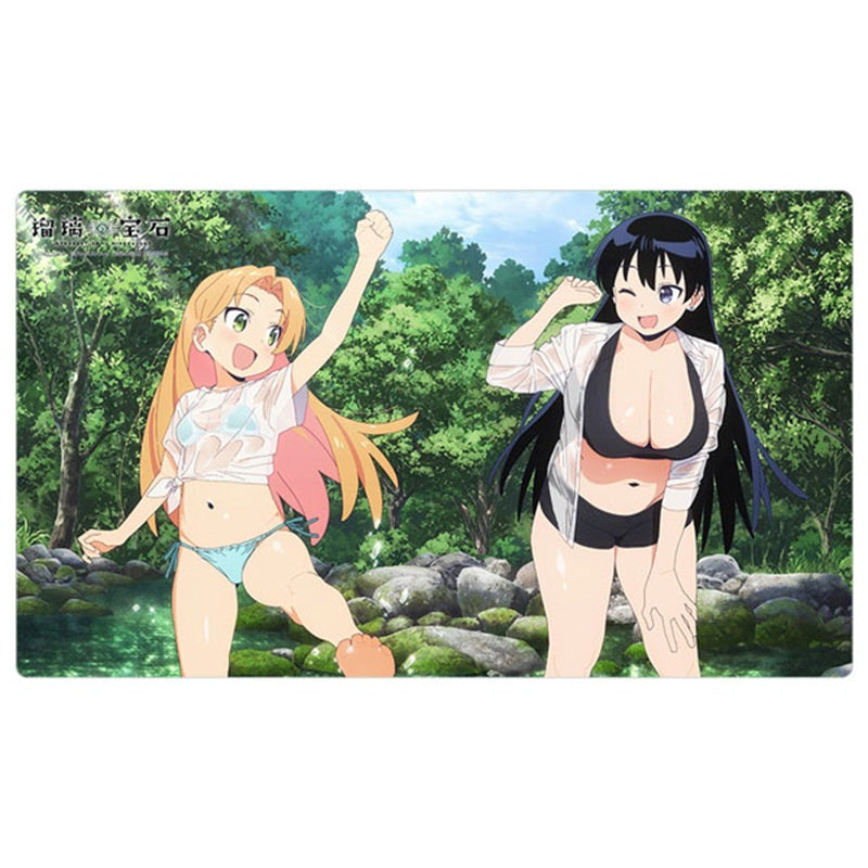Curtain Damashii Ruri no Houseki Water Fun New Illustration Rubber Mat JAPAN