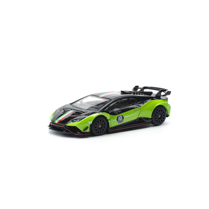 POP RACE Lamborghini Huracan STO SC LP640-2 10th Anniversario Green/Black 1/64