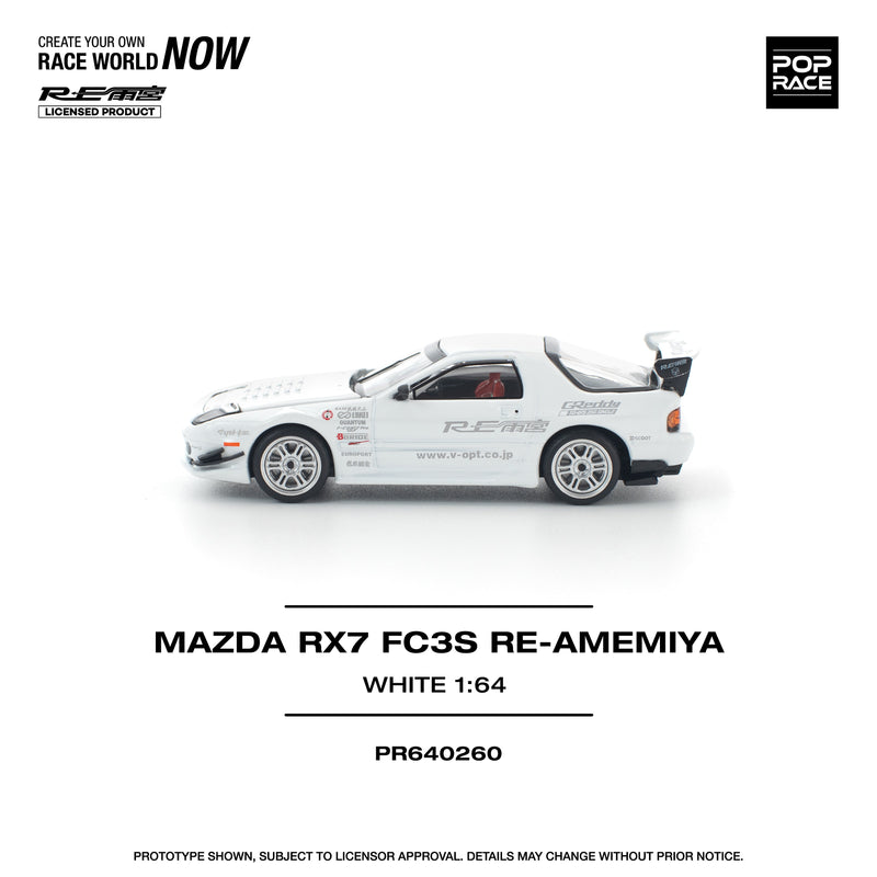 POP RACE Mazda RX-7 FC3S RE Amemiya White 1/64 Miniature Car JAPAN OFFICIAL