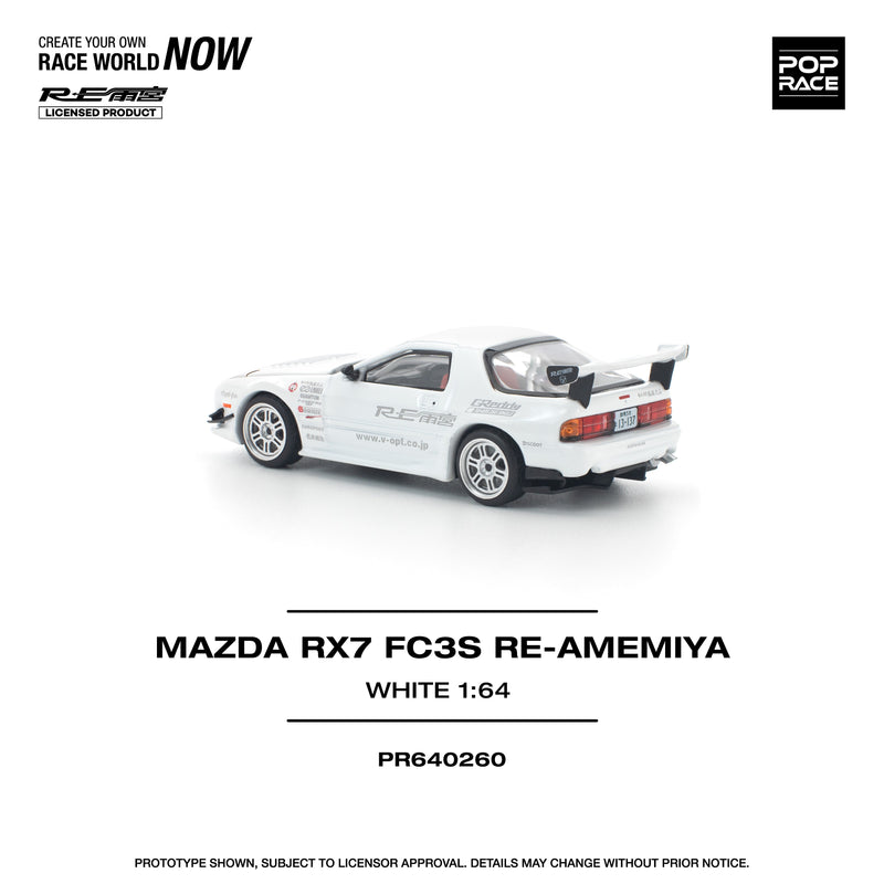 POP RACE Mazda RX-7 FC3S RE Amemiya White 1/64 Miniature Car JAPAN OFFICIAL
