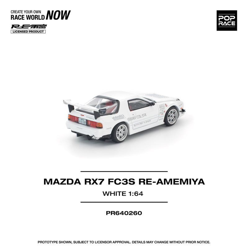 POP RACE Mazda RX-7 FC3S RE Amemiya White 1/64 Miniature Car JAPAN OFFICIAL