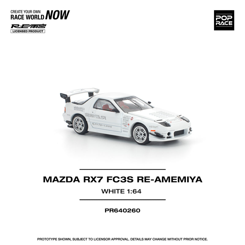 POP RACE Mazda RX-7 FC3S RE Amemiya White 1/64 Miniature Car JAPAN OFFICIAL