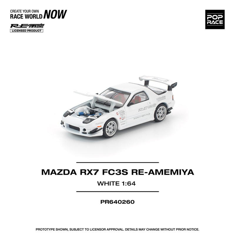 POP RACE Mazda RX-7 FC3S RE Amemiya White 1/64 Miniature Car JAPAN OFFICIAL