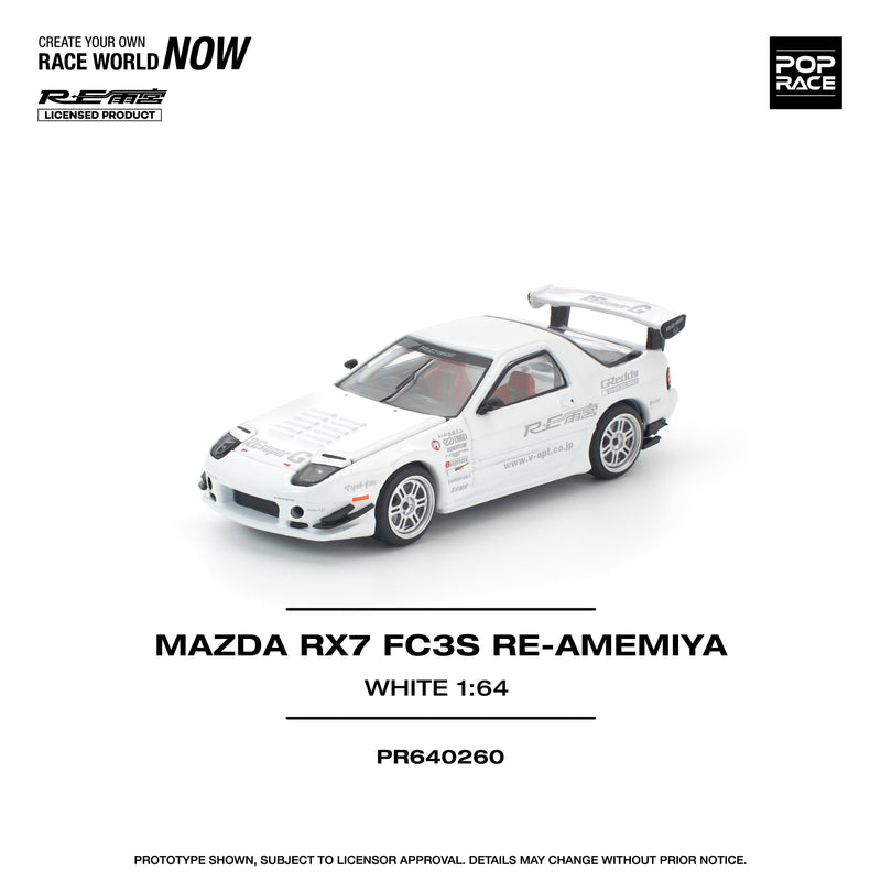 POP RACE Mazda RX-7 FC3S RE Amemiya White 1/64 Miniature Car JAPAN OFFICIAL