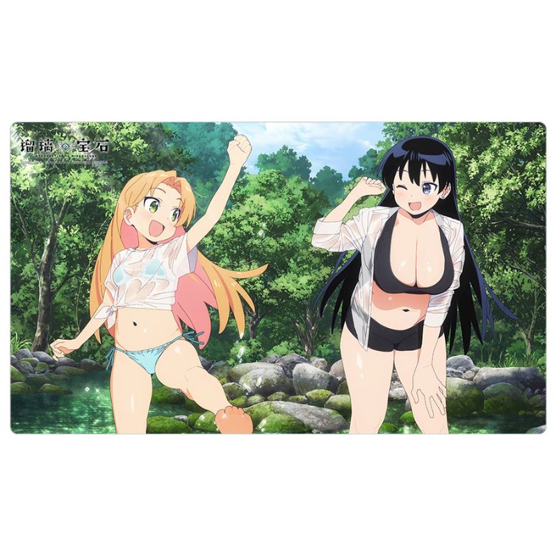 Curtain Damashii Ruri no Houseki Water Fun New Illustration Rubber Mat JAPAN