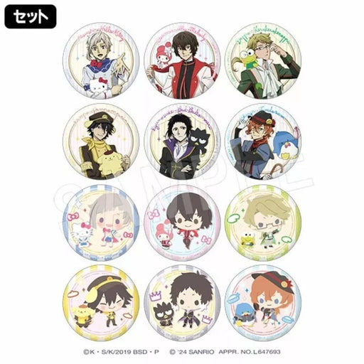 Bungo Stray Dogs x Sanrio Characters Trading Mat Tin Badge Complete Set JAPAN