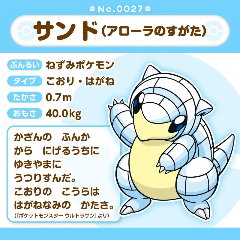 Pokemon Center Original Pokemon Fit A027 Alolan Sandshrew peluche bambola GIAPPONE