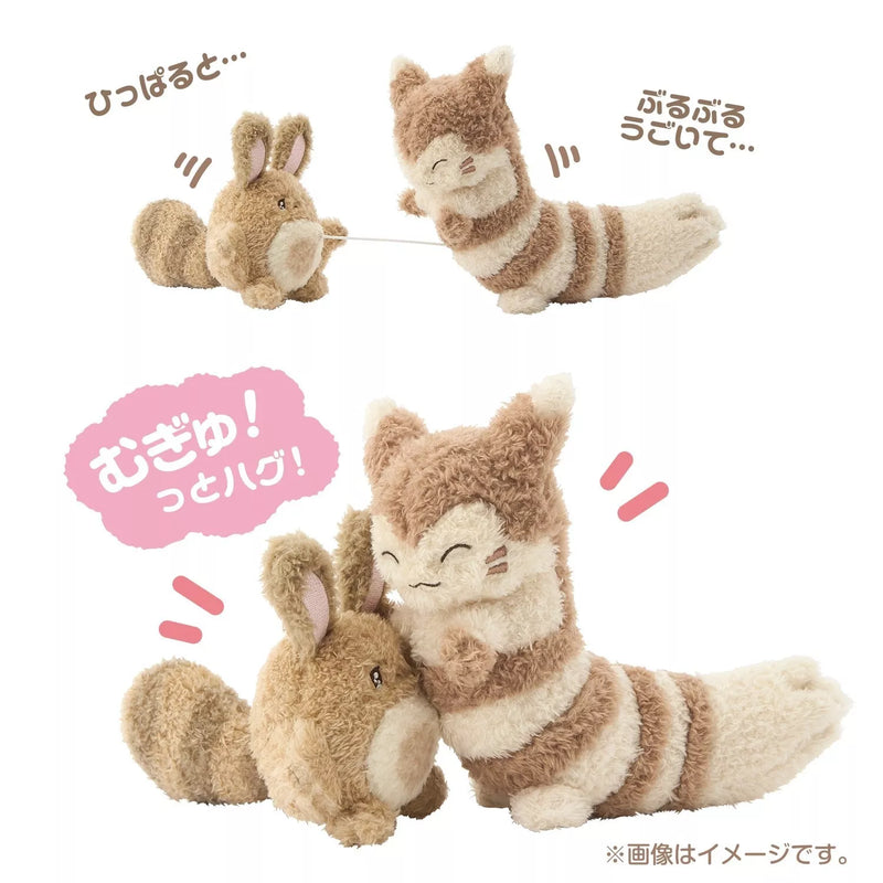 Pokémon Center Original Buru Buru Mugyu! Boneca de pelúcia Sentret & Furret JAPÃO