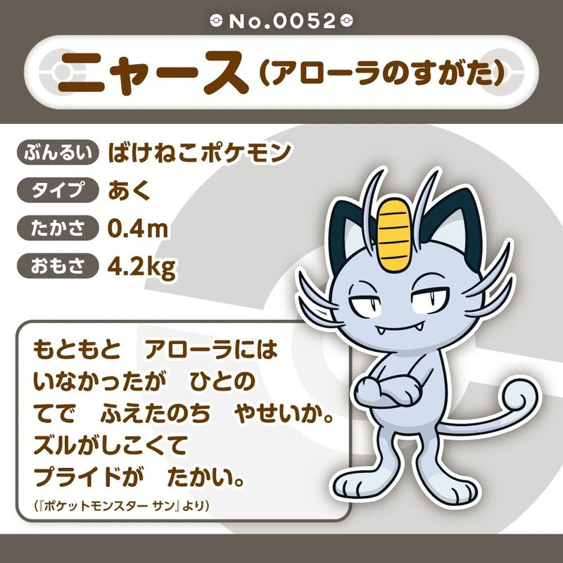 Pokemon Center Original Pokemon Fit A052 Alolan Meowth bambola di peluche GIAPPONE