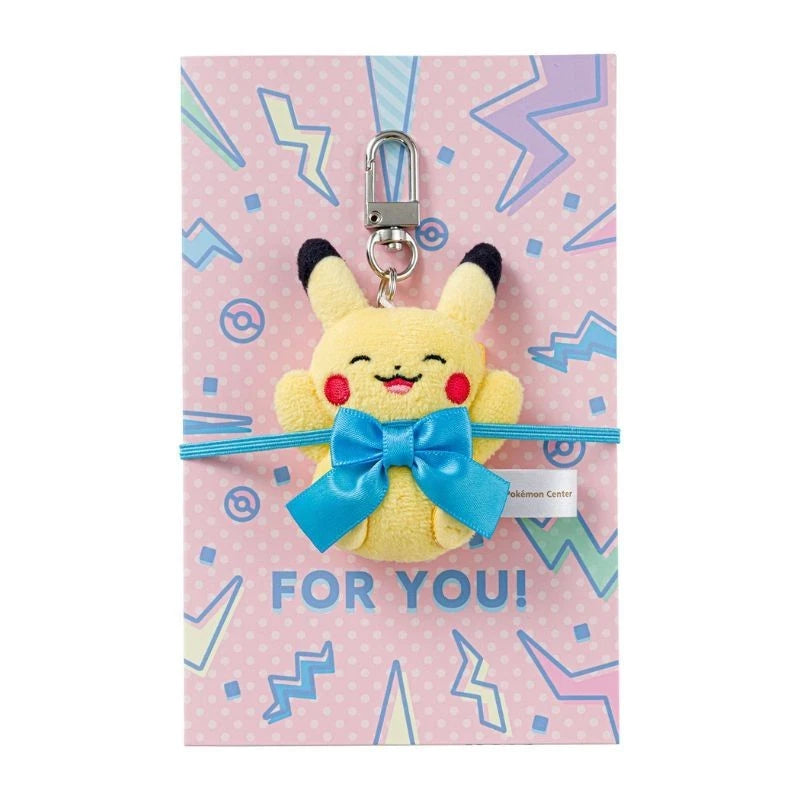 Pokemon Center Original Greeting Card with Plush Keychain Pikachu JAPAN OFFICIAL