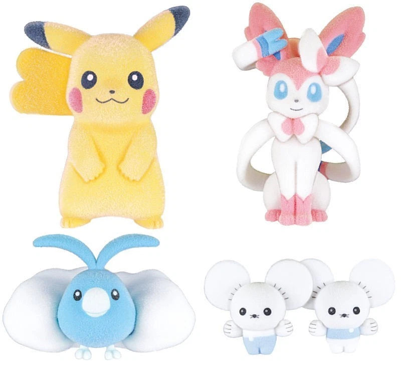 Pokemon Flocked Figure Complete Set Capsule Toy JAPAN OFFICIAL