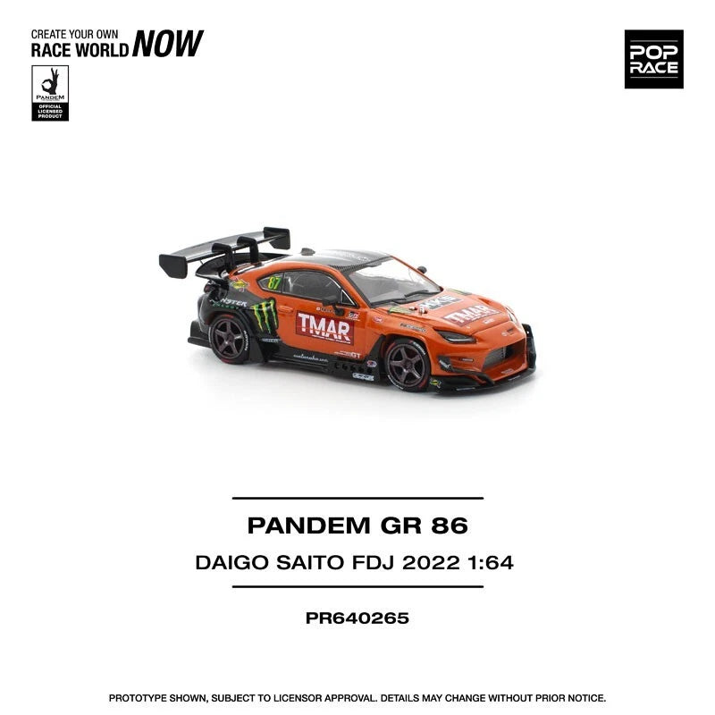 Pandem GR86 Daigo Saito Formula Drift Japan 2022 1/64 Miniature Car JAPAN
