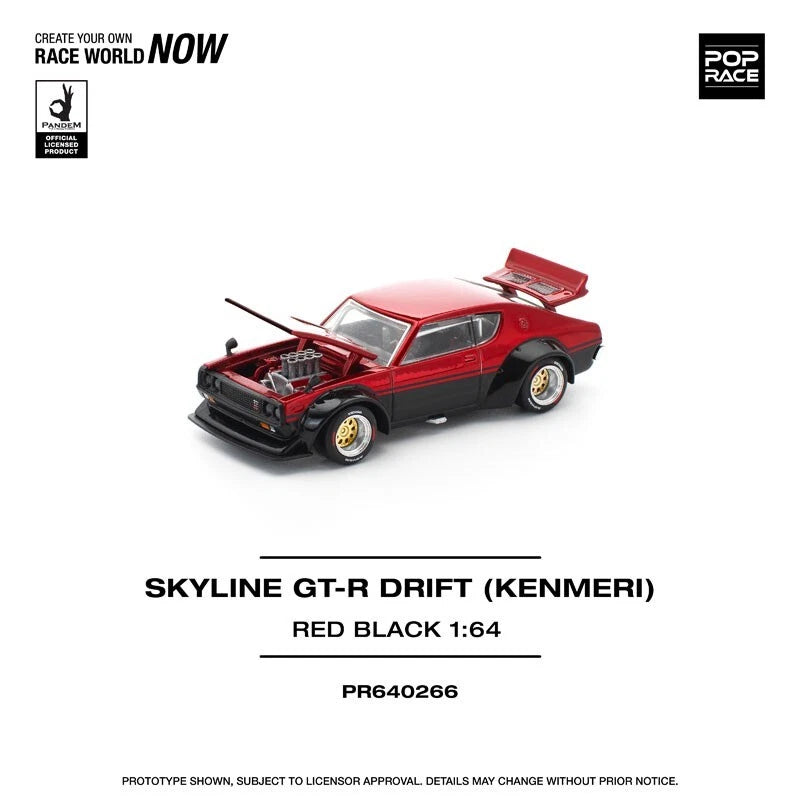 Kenmeri Skyline GT-R Red/Black KPGC110 1/64 Miniature Car JAPAN OFFICIAL